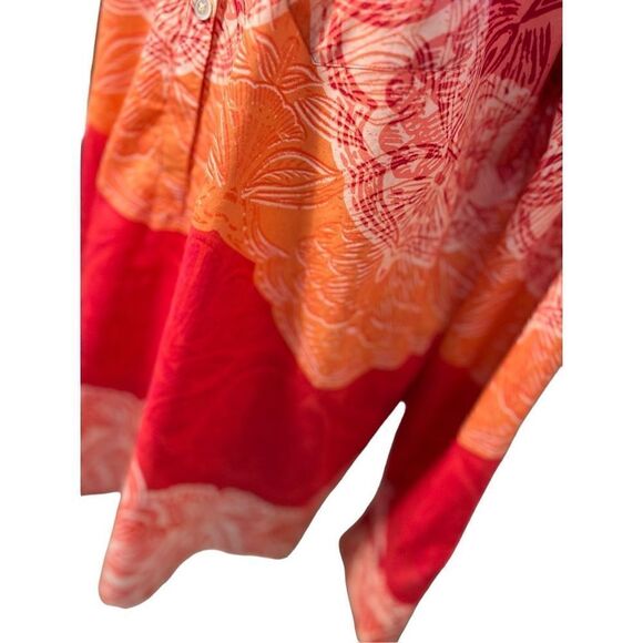 Land’s End light cotton orange and floral 1/2 button tunic - 14 - Picture 3 of 8